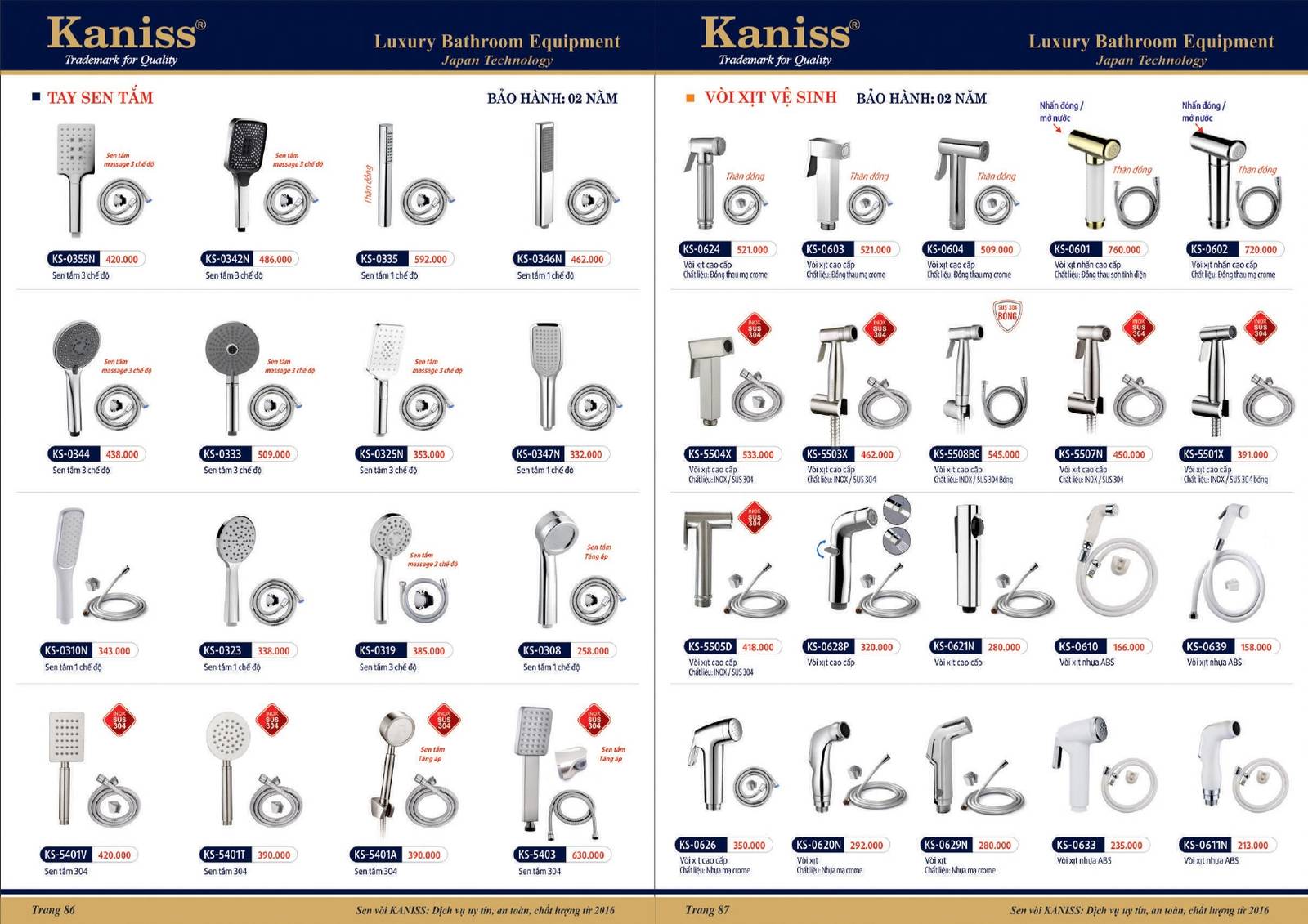 Bảng giá và Catalogue Thiết bị vệ sinh KANISS mới nhất 2025 /Page 44